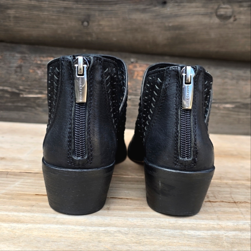Vince Camuto Prasata Y2K Western Boho Black Suede Cut Out Ankle Boots 7.5M - Picture 10 of 16